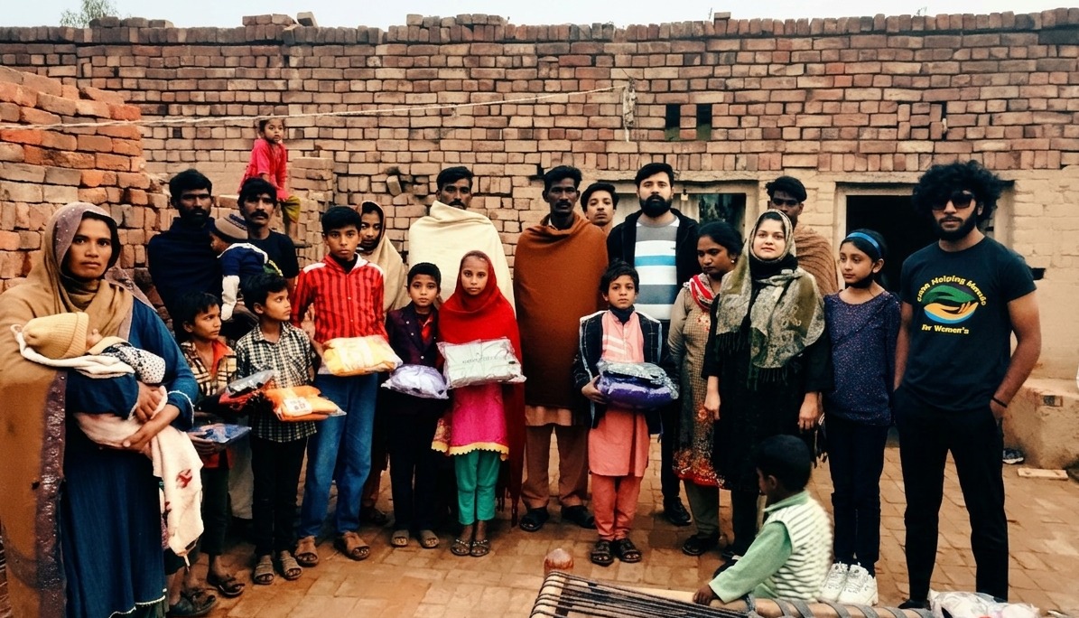 Volunteers helping families in Pakistan